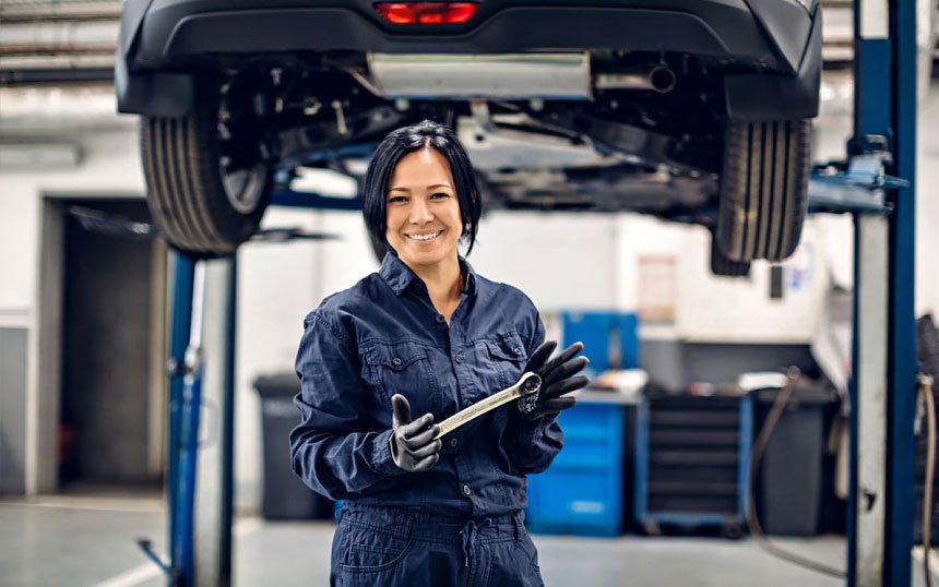 Woman holding tool box-1